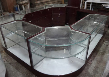 Vidrio templado de cristal Joyería Muebles de quioscos Vista completa Forma redonda con luces
