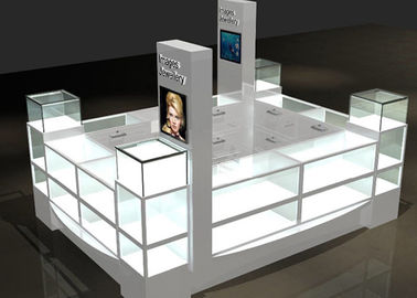 Vea el quiosco de cristal de cristal combinado de madera con luces de LED
