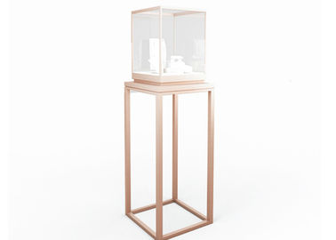 Casos de exhibición del museo de vidrio / caja de exhibición del pedestal marco de acero inoxidable de cobre antiguo