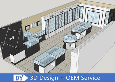 Tienda de diseño 3D de joyería Casas de visualización de madera Brillante blanco / negro