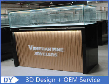 Diseño moderno de vidrio personalizado joyería tienda mostradores con luces LED