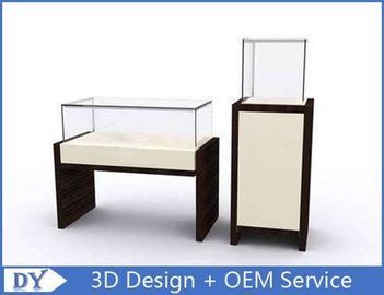 OEM MDF Cuadrado Rectángulo Pedestal Caso de pantalla con iluminación / Gabinete de pantalla de vidrio