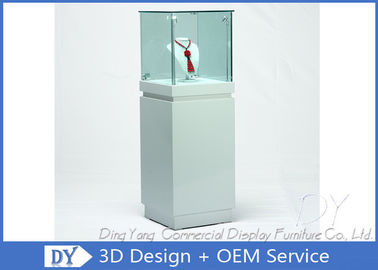 OEM Casas de visualización de joyería de vidrio blanco cuadrado / gabinete de visualización de joyería cerrable