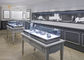 Estilo moderno simple de cristal gris mate de los gabinetes de exhibición de la joyería de la forma oblonga