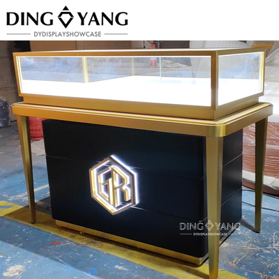 Fabricación a medida de la moda Negro Oro, Muebles de joyería con sistemas de iluminación de bajo consumo de energía
