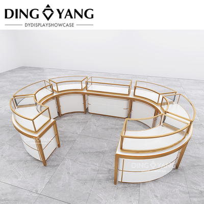 Fabricante Fabricado a medida Luxury High End Gran Centro Oval Isla Joyería Vitrinas Display Cabinets de vidrio