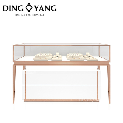 Rose Golden Custom Glass Jewellery Display Cabinet Con Buena Calidad Y Buen Precio, Vitrinas Fábrica Venta Directa
