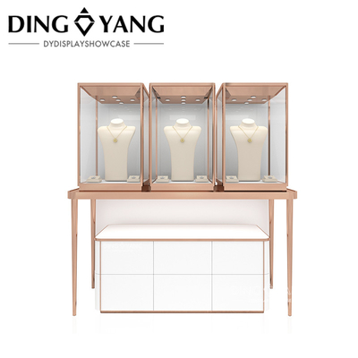 Rose Golden Custom Glass Jewellery Display Cabinet Con Buena Calidad Y Buen Precio, Vitrinas Fábrica Venta Directa