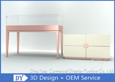 S / S + MDF + Vidrio + Luces Oro Joyería Salón de exposición Diseño 3D de interiores